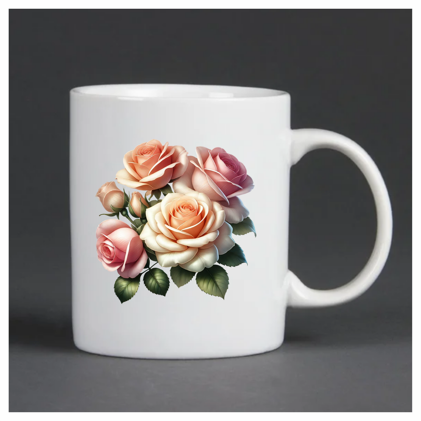 Peach Roses Pink Roses Green Leaves Vinyl Sticker Decal