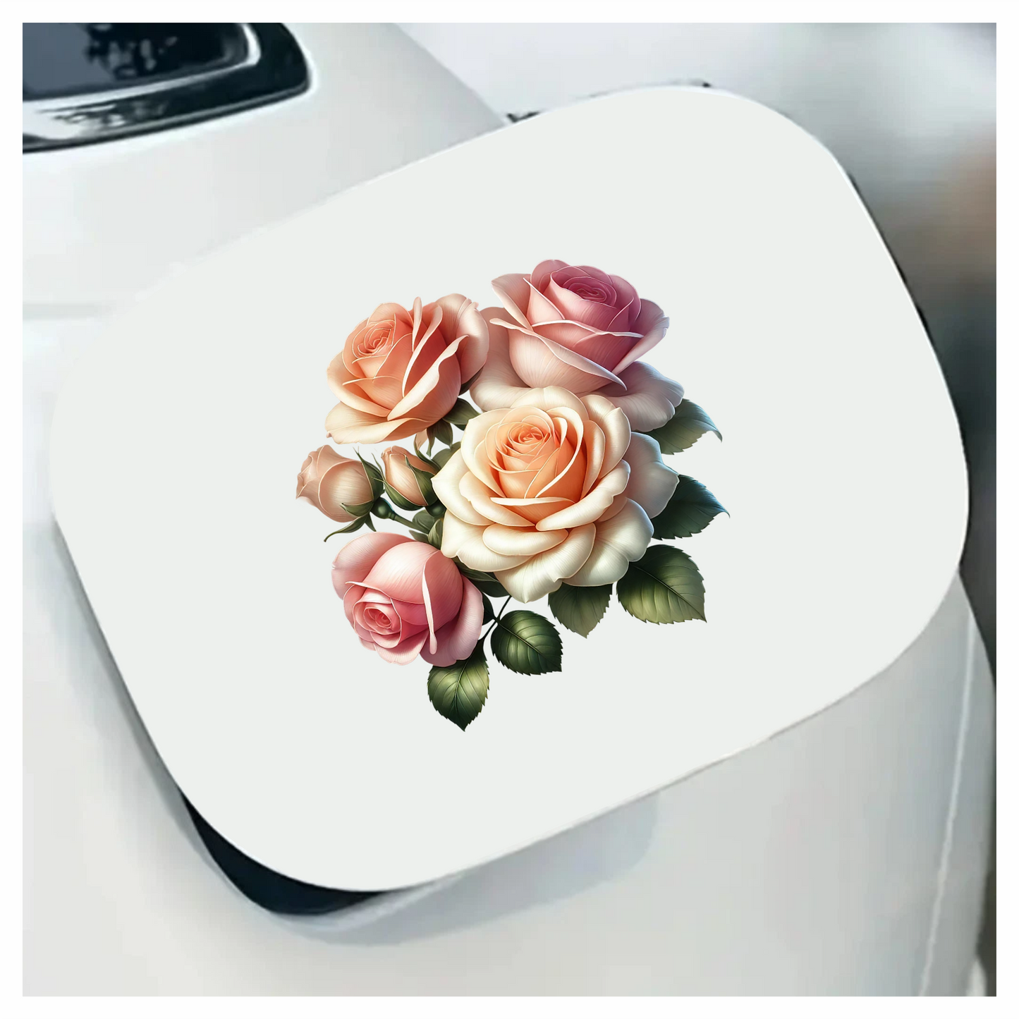 Peach Roses Pink Roses Green Leaves Vinyl Sticker Decal