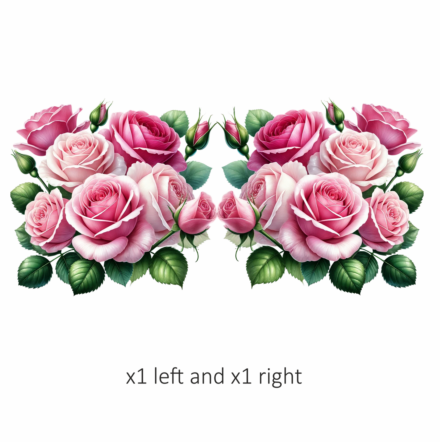 Pink Roses Green Leaves Garden Flowers Vinyl Sticker Decal
