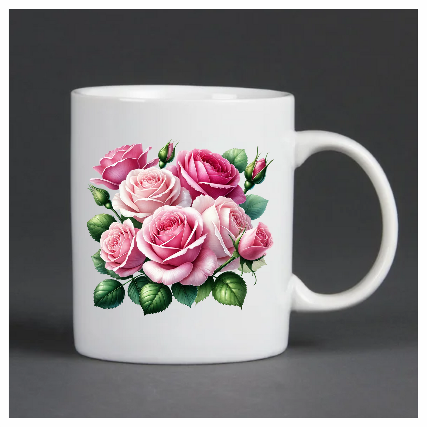 Pink Roses Green Leaves Garden Flowers Vinyl Sticker Decal
