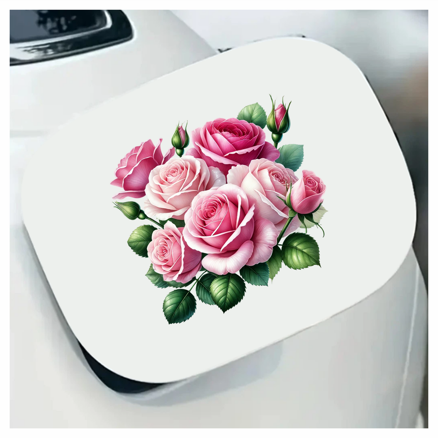 Pink Roses Green Leaves Garden Flowers Vinyl Sticker Decal