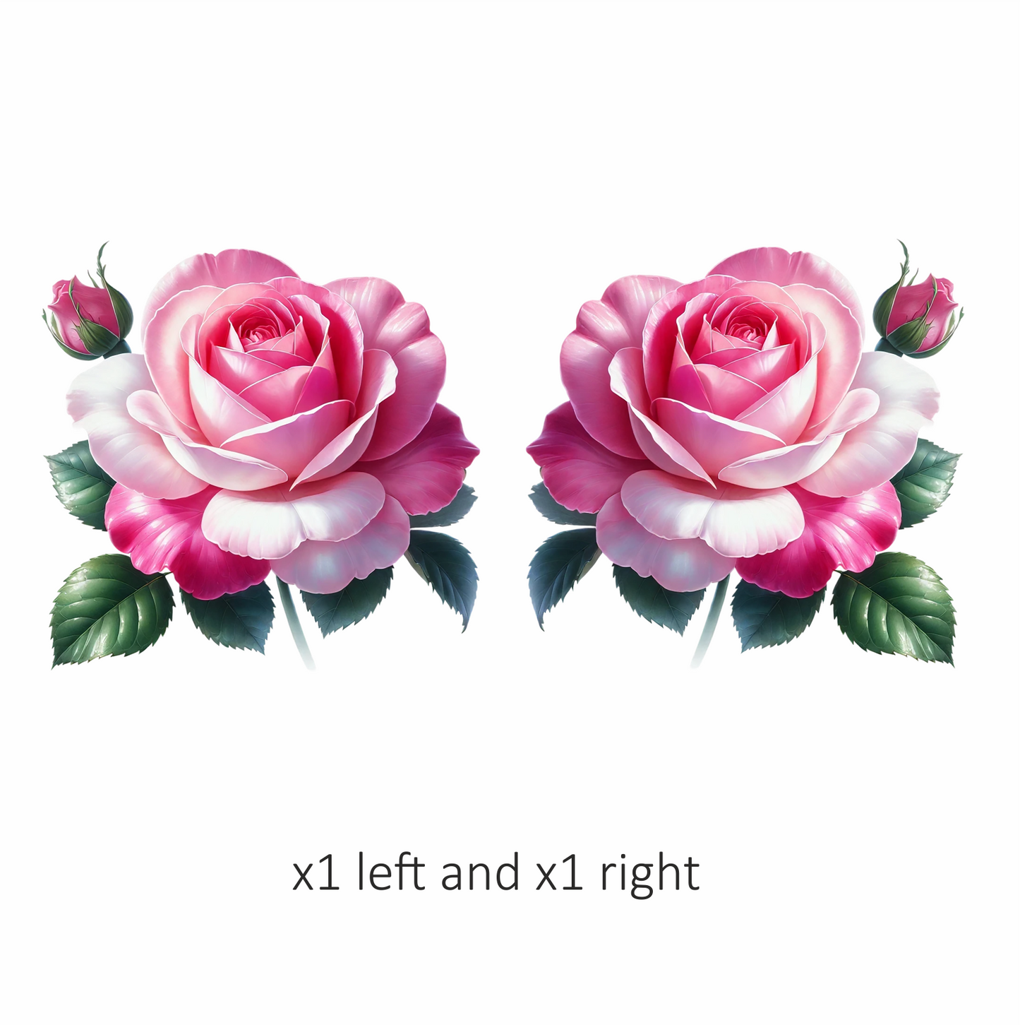 Pink White Rose Green Leaves Vinyl Sticker Decal