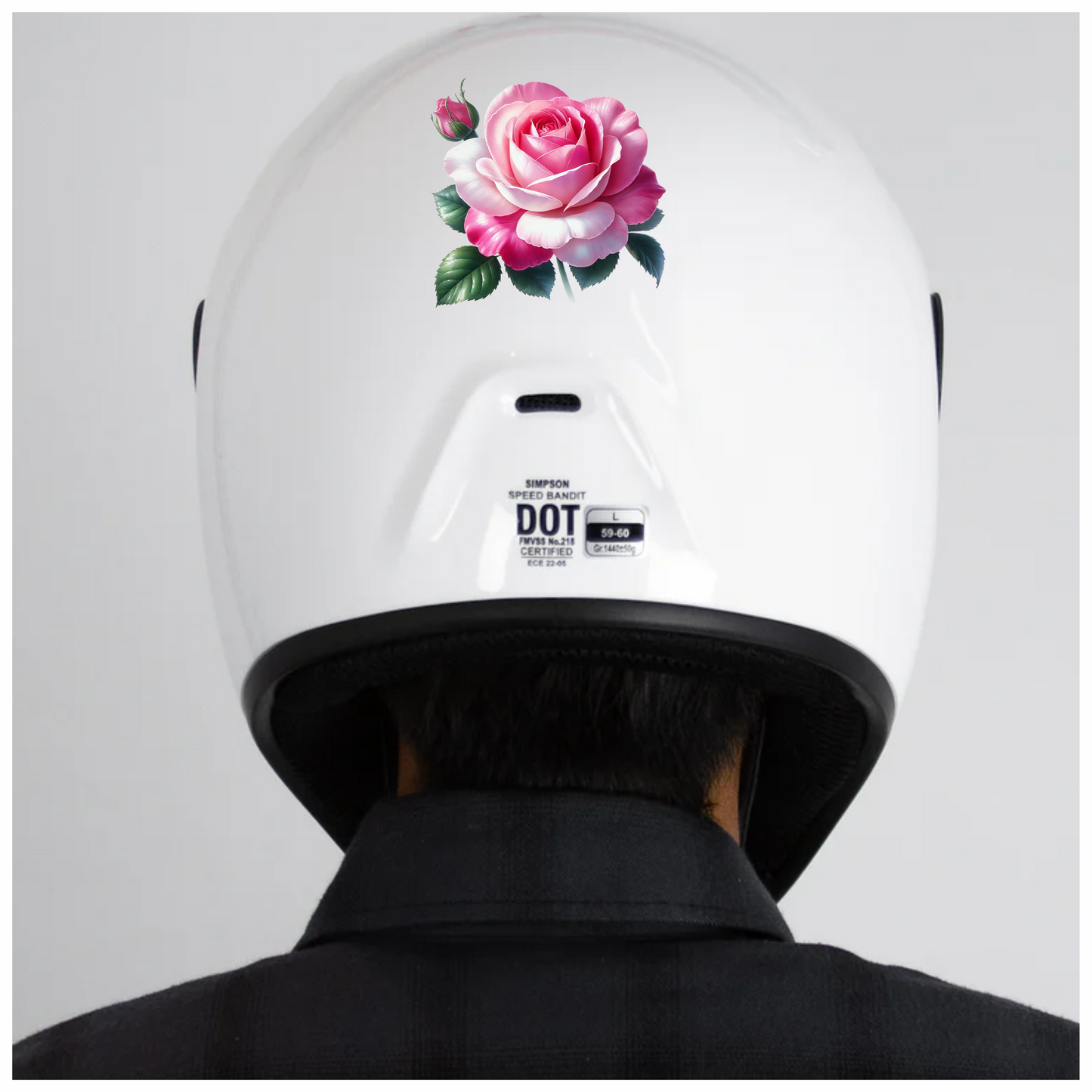 Pink White Rose Green Leaves Vinyl Sticker Decal