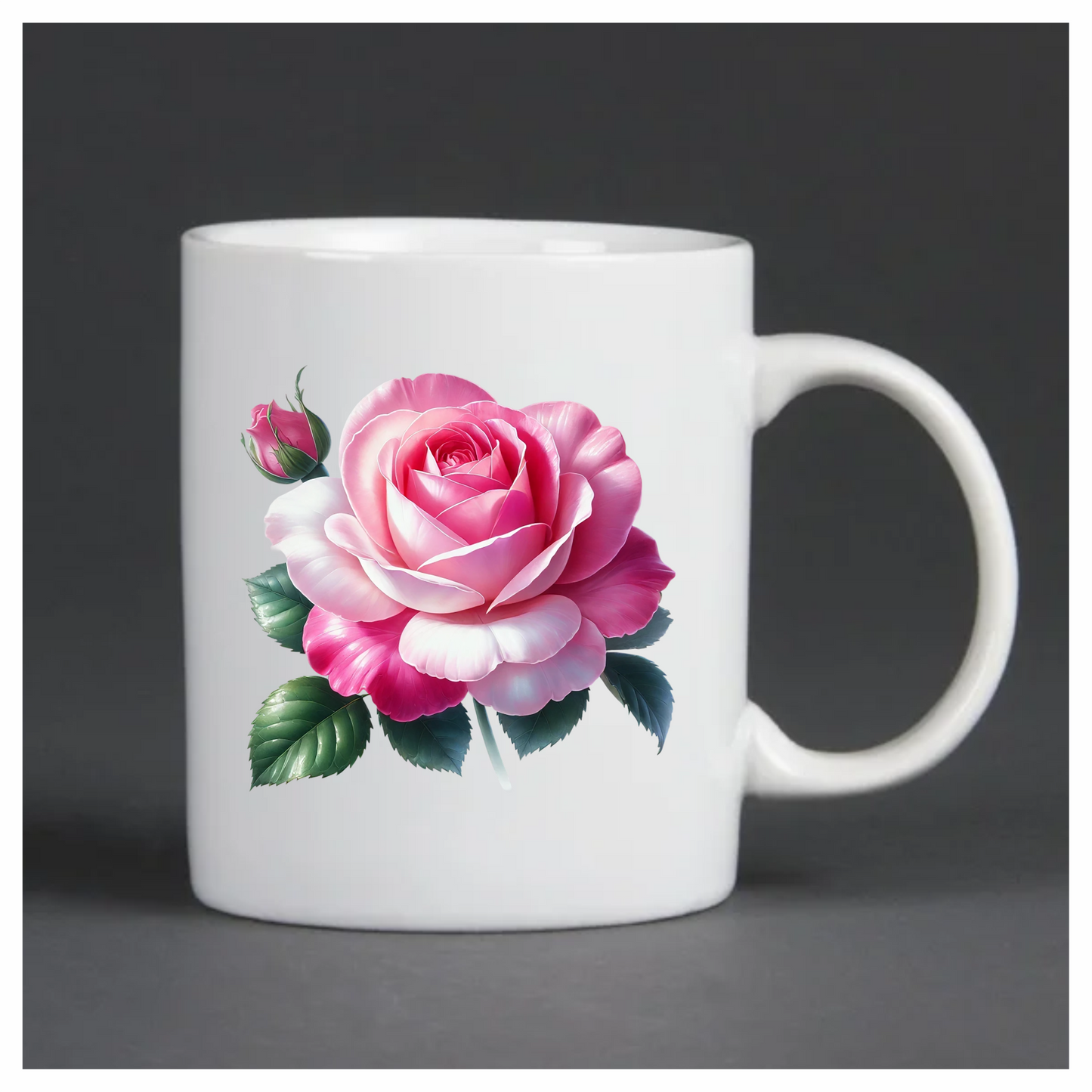 Pink White Rose Green Leaves Vinyl Sticker Decal