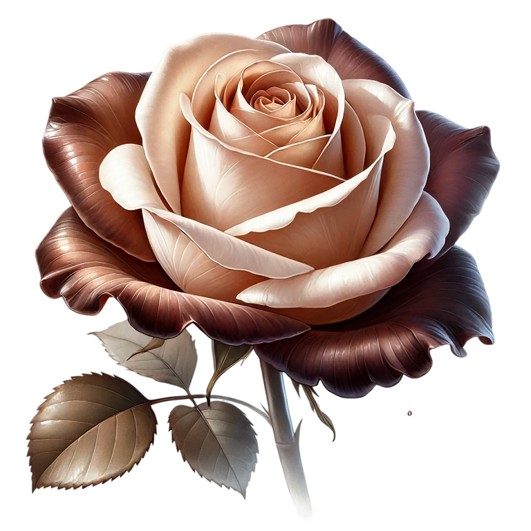 Brown Cream Rose Flower Leaves Vinyl Sticker Decal