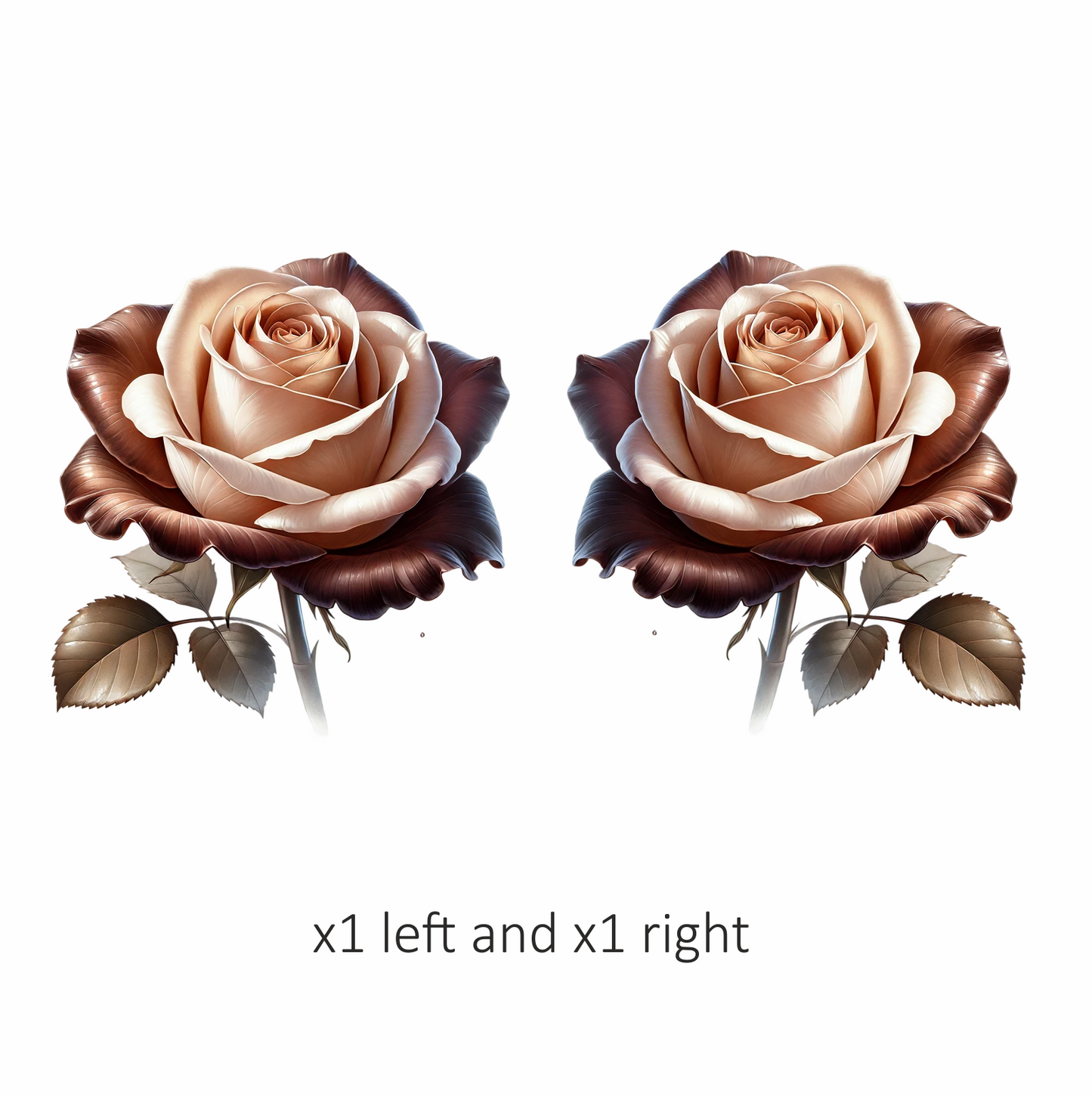 Brown Cream Rose Flower Leaves Vinyl Sticker Decal