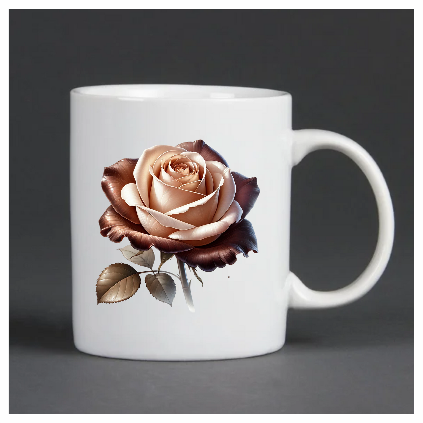 Brown Cream Rose Flower Leaves Vinyl Sticker Decal
