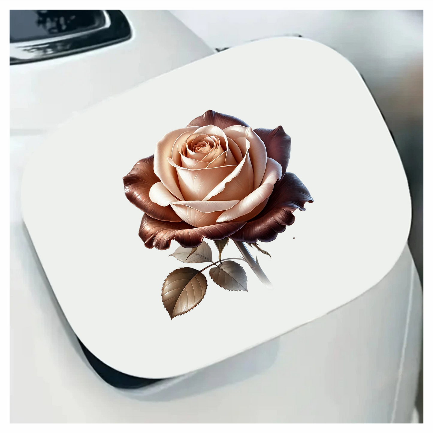 Brown Cream Rose Flower Leaves Vinyl Sticker Decal