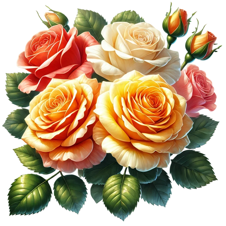 Red Rose White Rose Yellow Rose Leaves Vinyl Sticker Decal