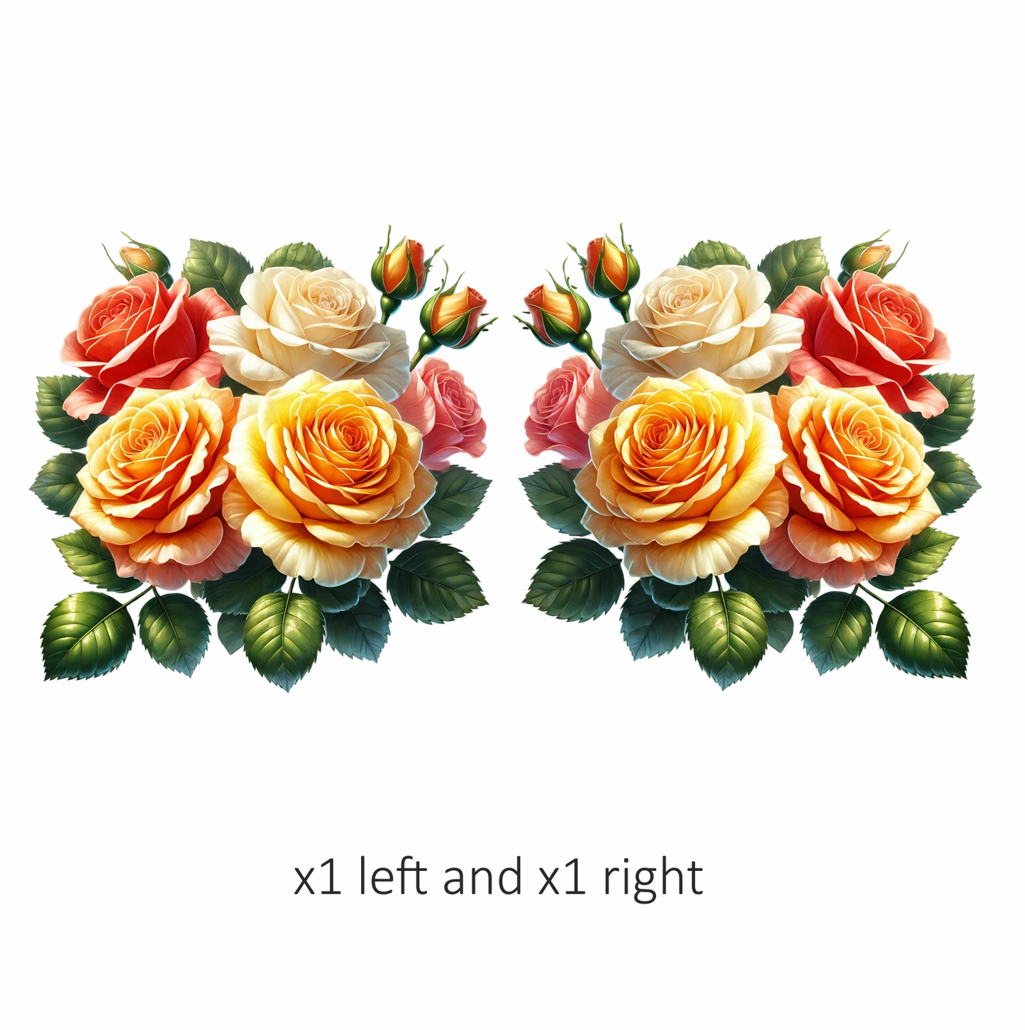 Red Rose White Rose Yellow Rose Leaves Vinyl Sticker Decal