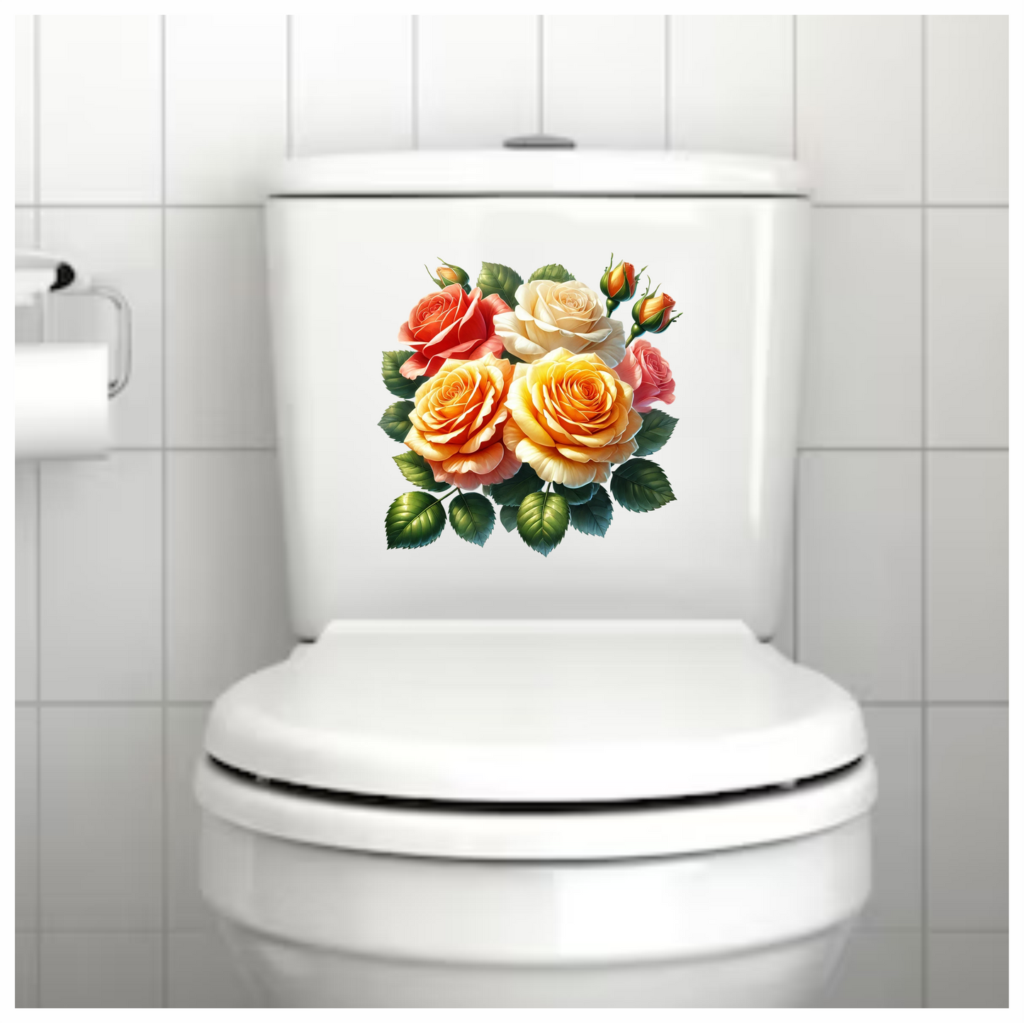Red Rose White Rose Yellow Rose Leaves Vinyl Sticker Decal