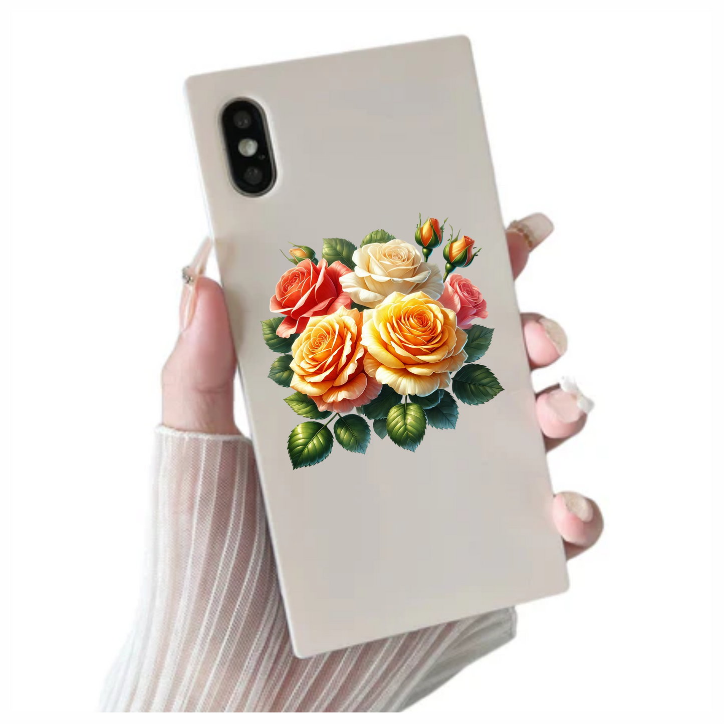 Red Rose White Rose Yellow Rose Leaves Vinyl Sticker Decal