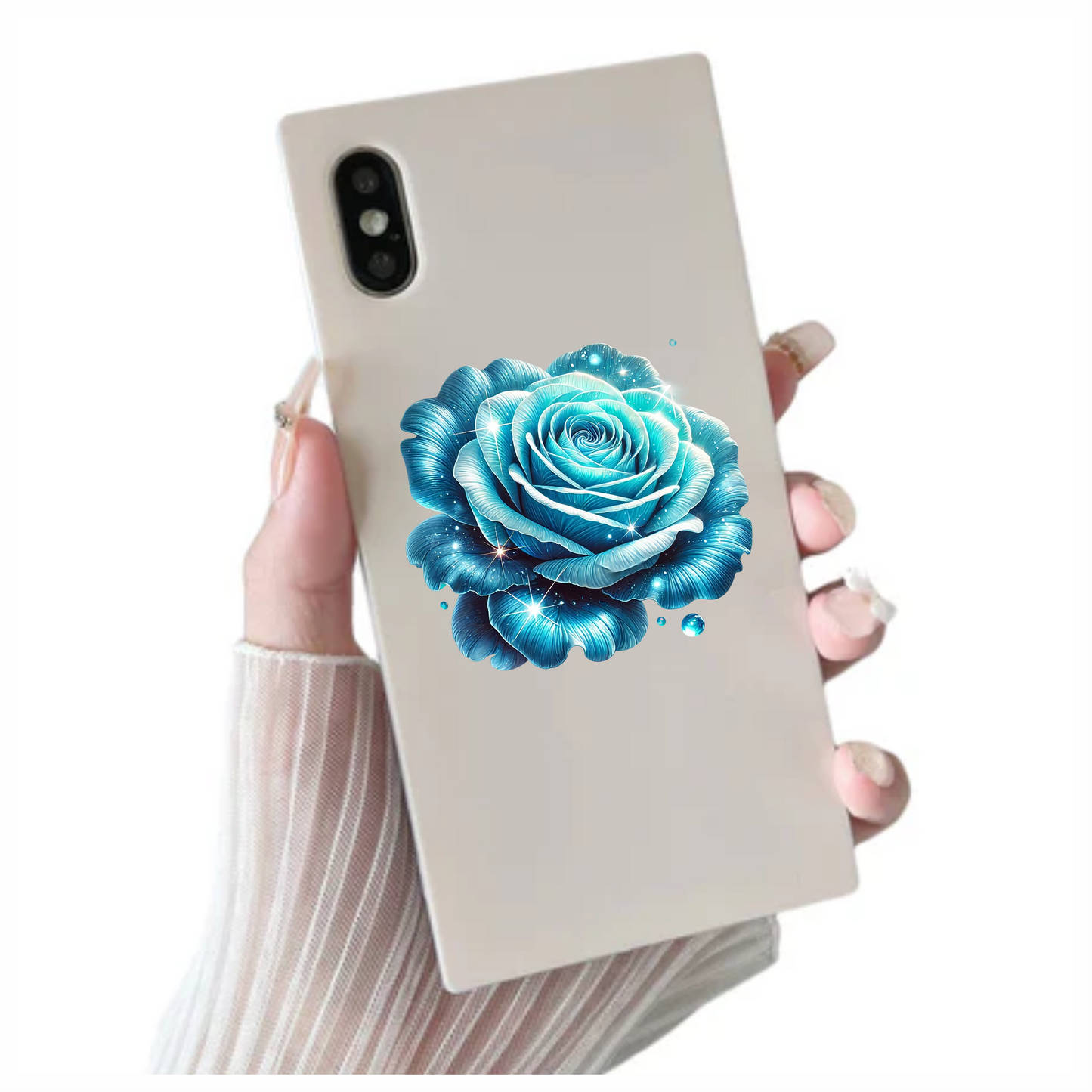Blue Rose Sparkle Glow Beauty Vinyl Sticker Decal