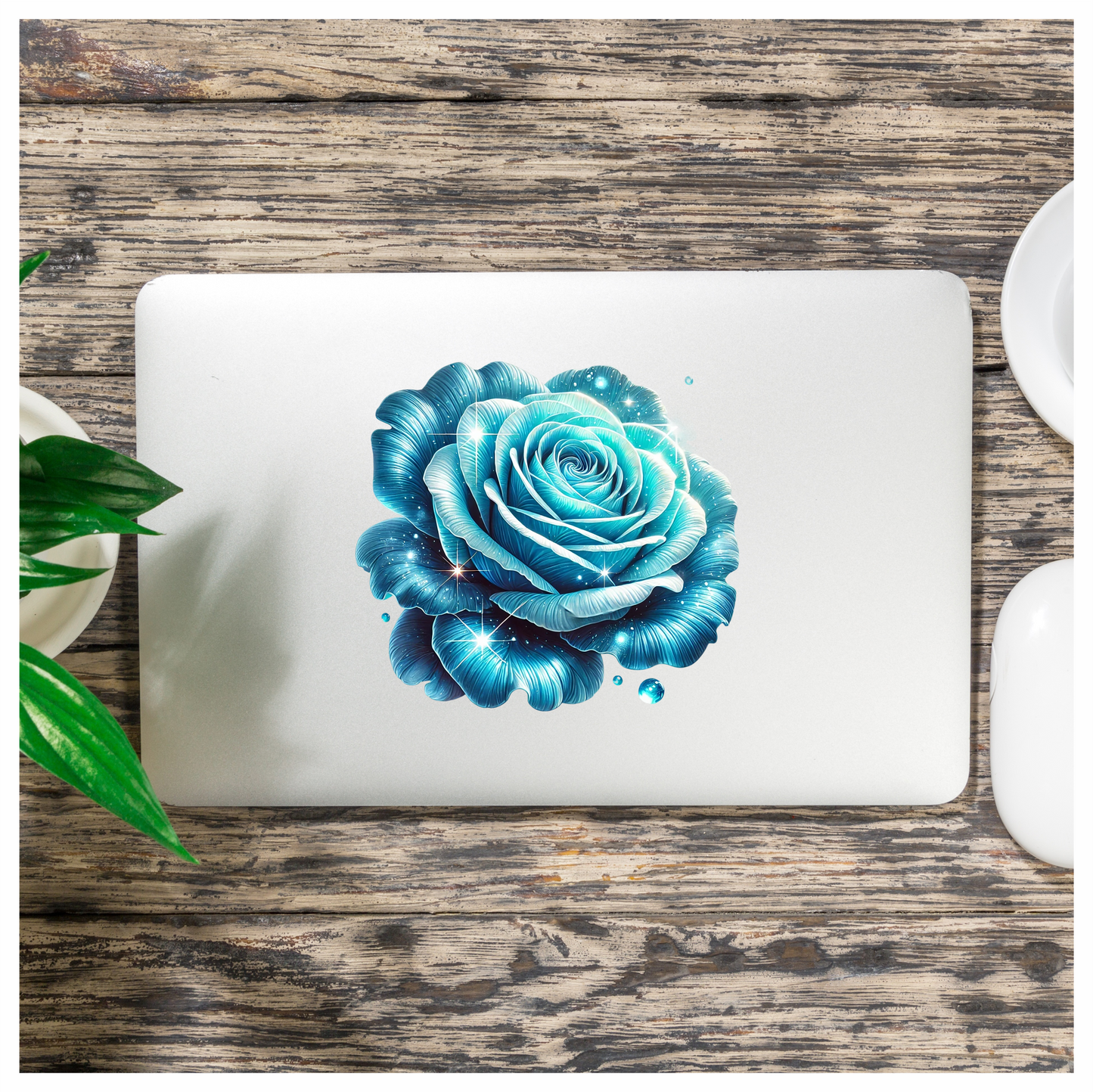 Blue Rose Sparkle Glow Beauty Vinyl Sticker Decal