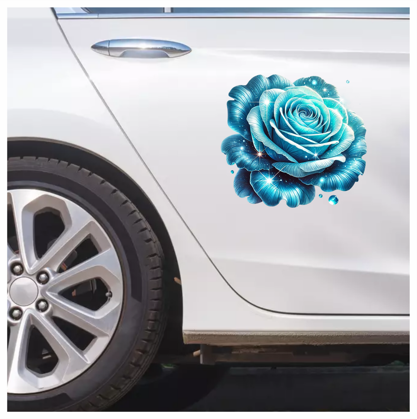 Blue Rose Sparkle Glow Beauty Vinyl Sticker Decal