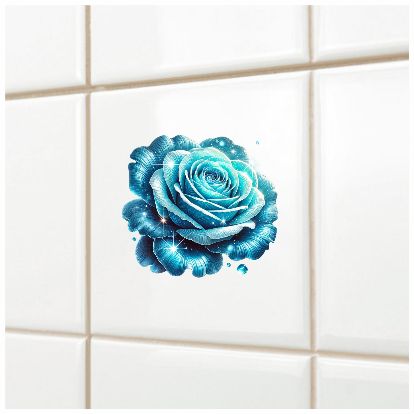 Blue Rose Sparkle Glow Beauty Vinyl Sticker Decal