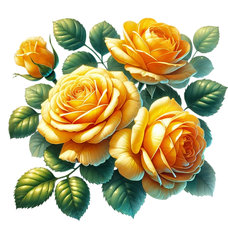Yellow Roses Green Leaves Floral Design Vinyl Sticker Decal