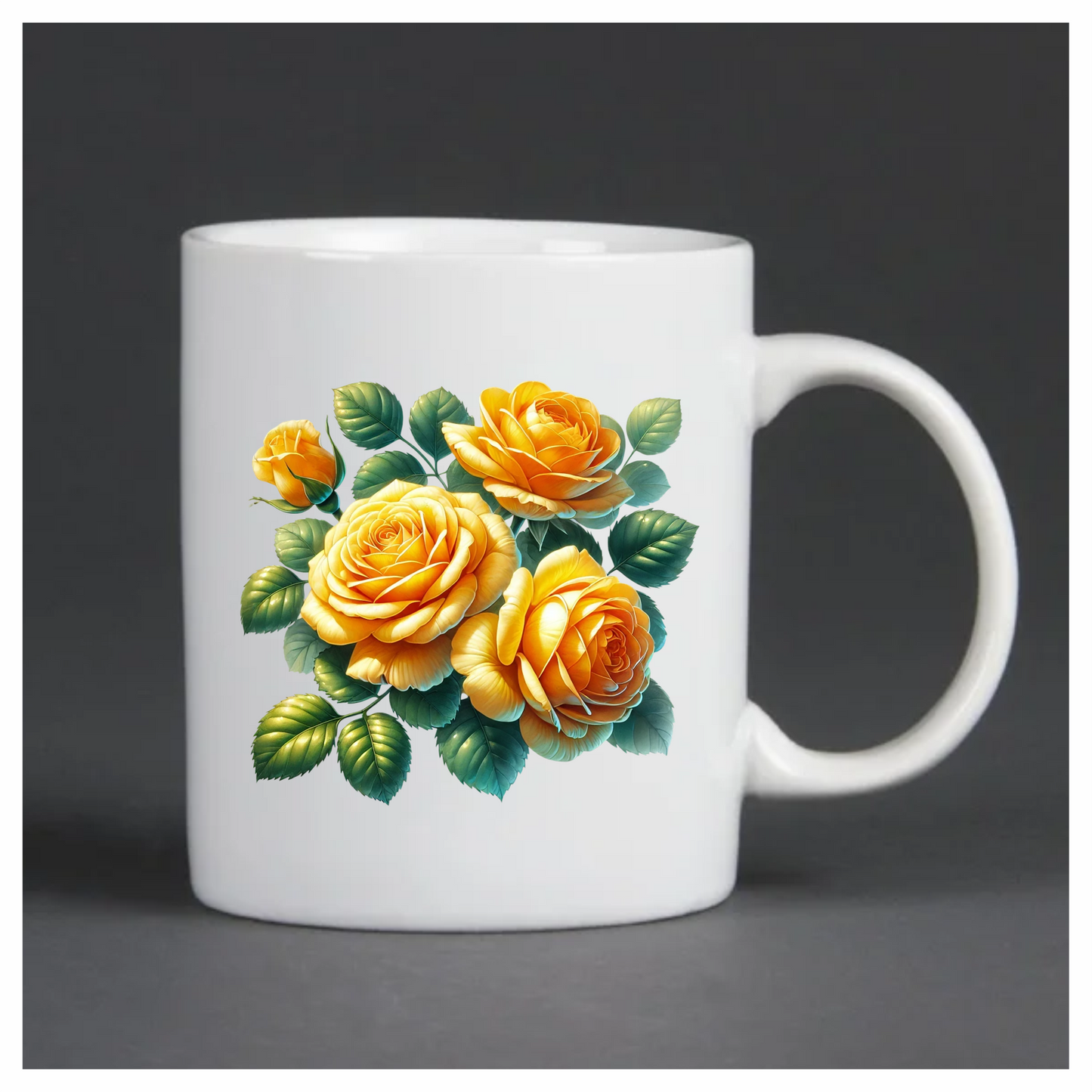 Yellow Roses Green Leaves Floral Design Vinyl Sticker Decal