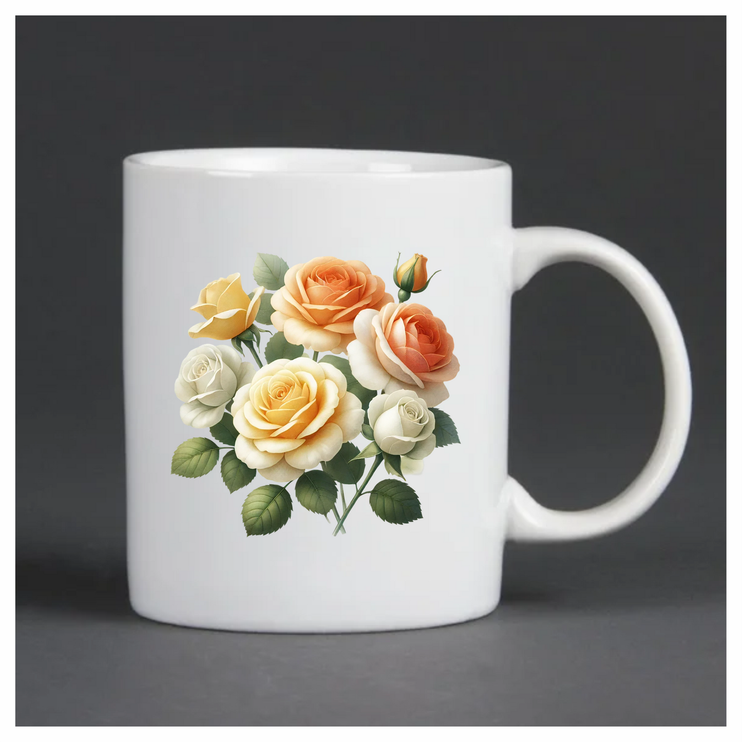 Yellow White Peach Roses Green Leaves Vinyl Sticker Decal