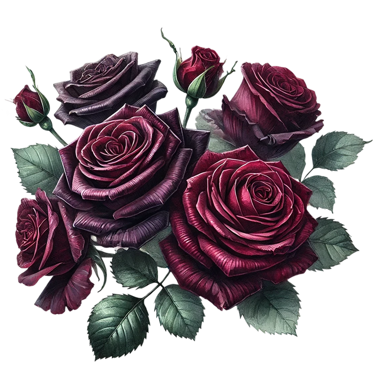 Dark Red Roses Green Leaves Vinyl Sticker Decal