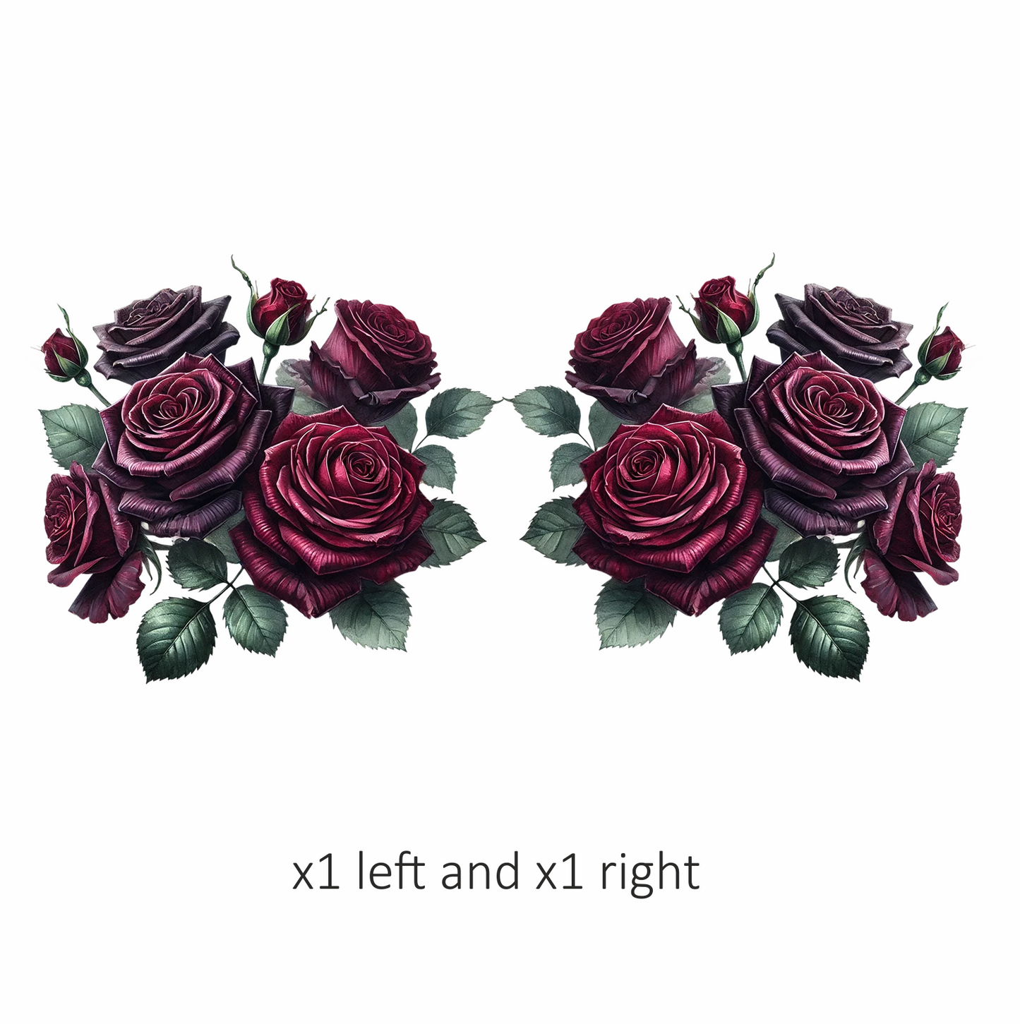 Dark Red Roses Green Leaves Vinyl Sticker Decal