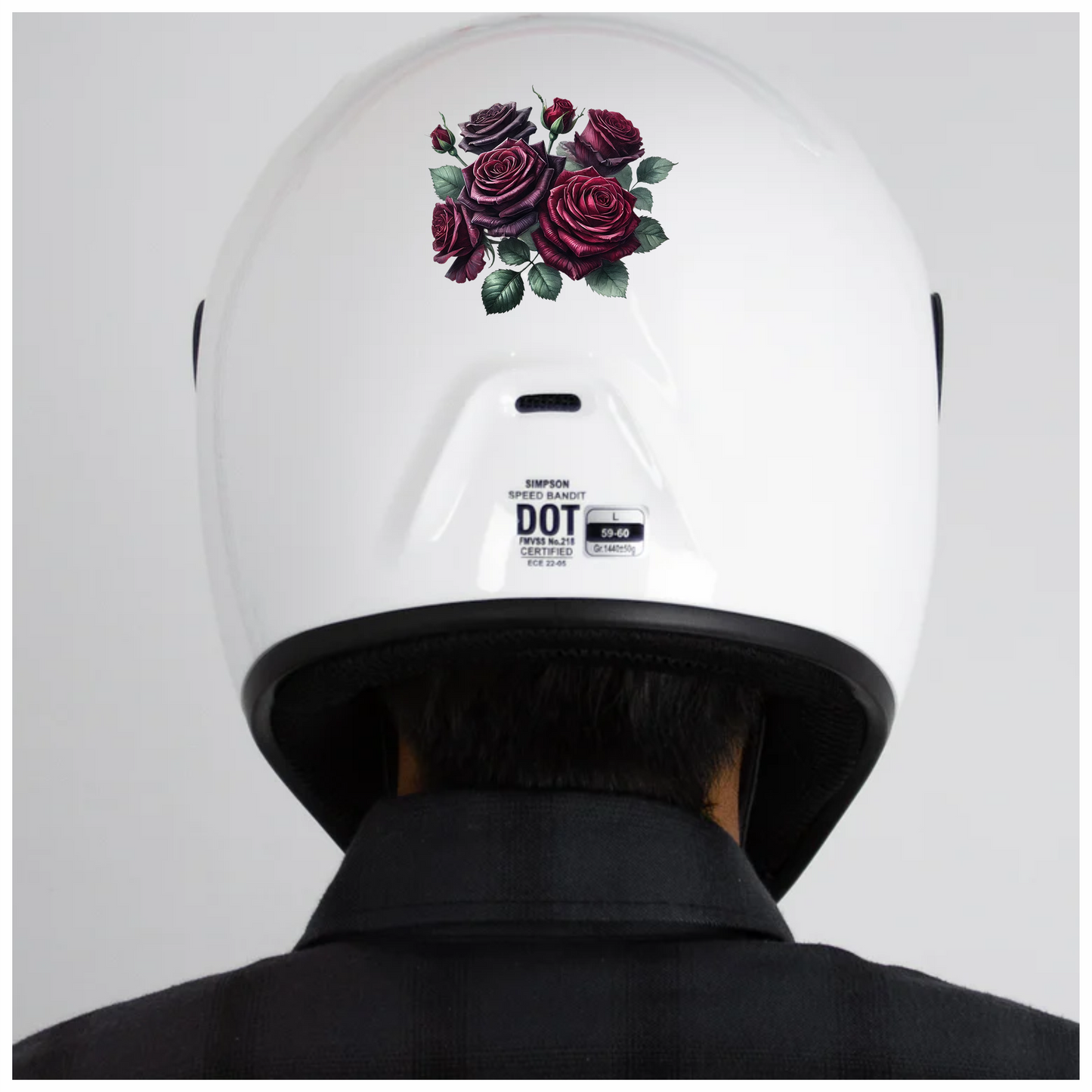 Dark Red Roses Green Leaves Vinyl Sticker Decal