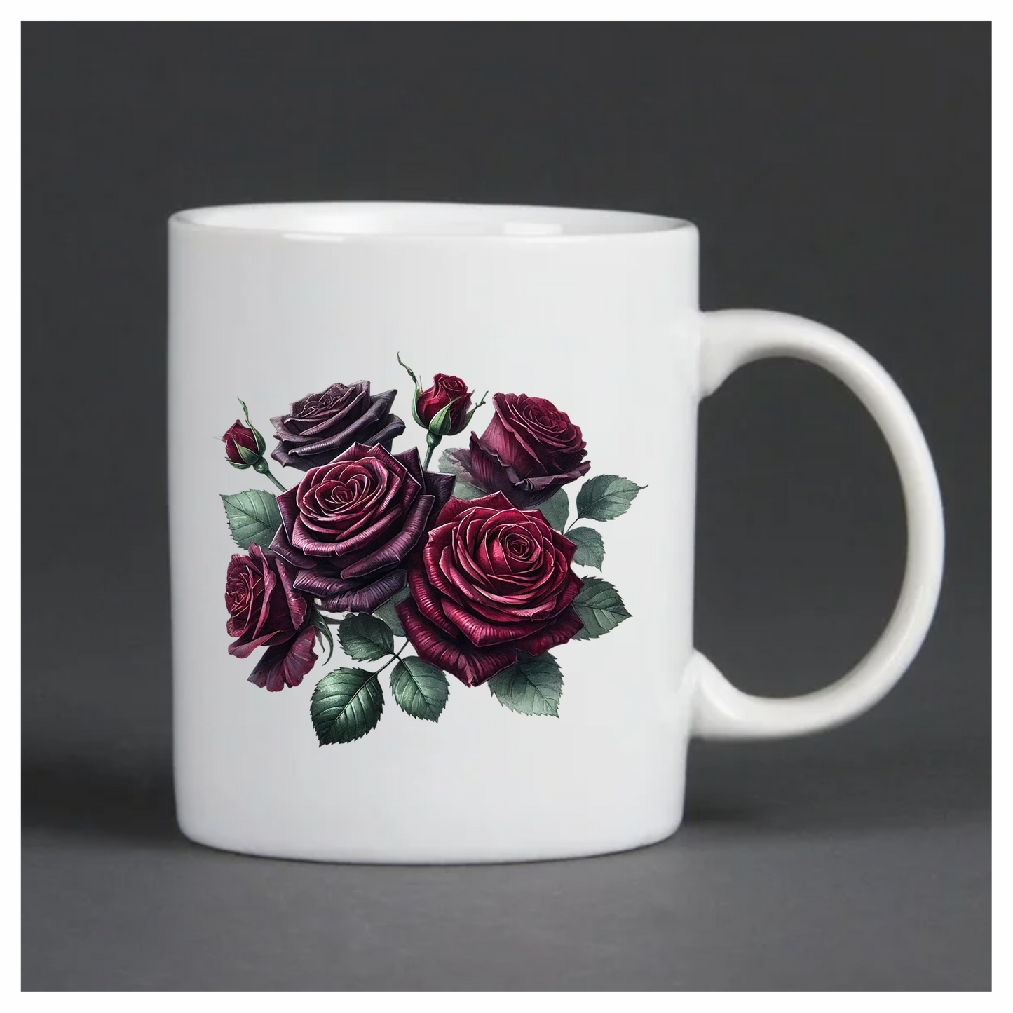 Dark Red Roses Green Leaves Vinyl Sticker Decal