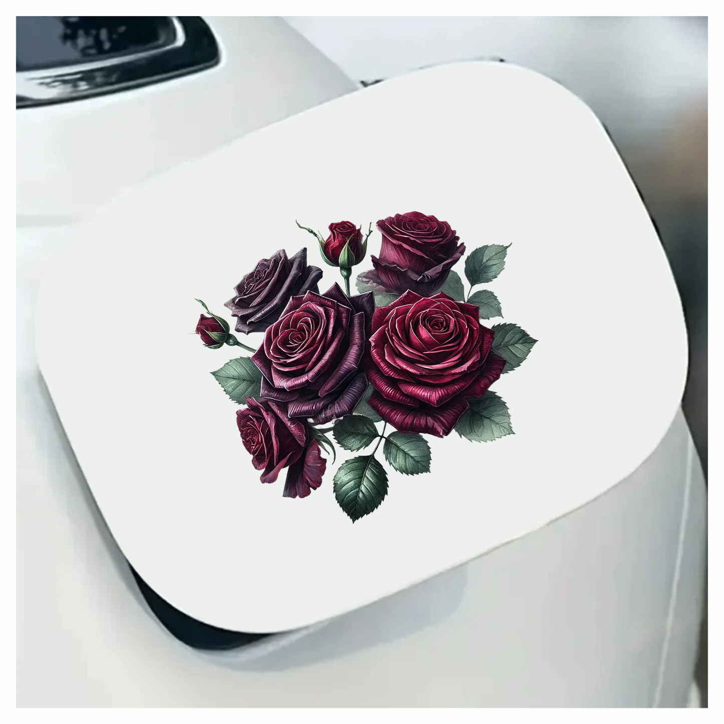 Dark Red Roses Green Leaves Vinyl Sticker Decal