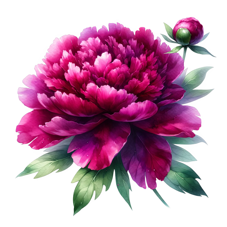 Pink Peony Flower Green Leaves Vinyl Sticker Decal