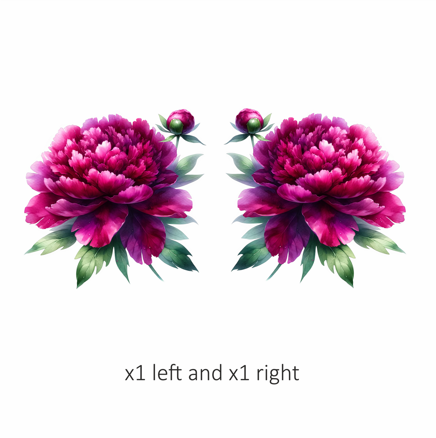 Pink Peony Flower Green Leaves Vinyl Sticker Decal