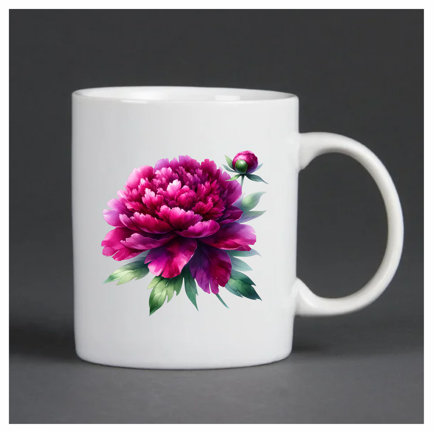 Pink Peony Flower Green Leaves Vinyl Sticker Decal