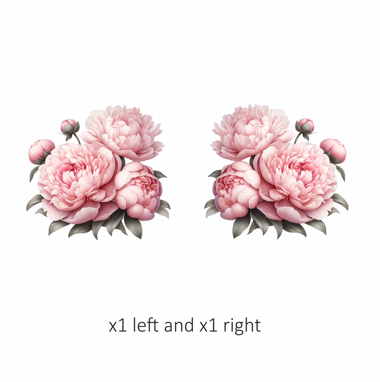 Pink Peony Flower Bouquet Leaves Vinyl Sticker Decal