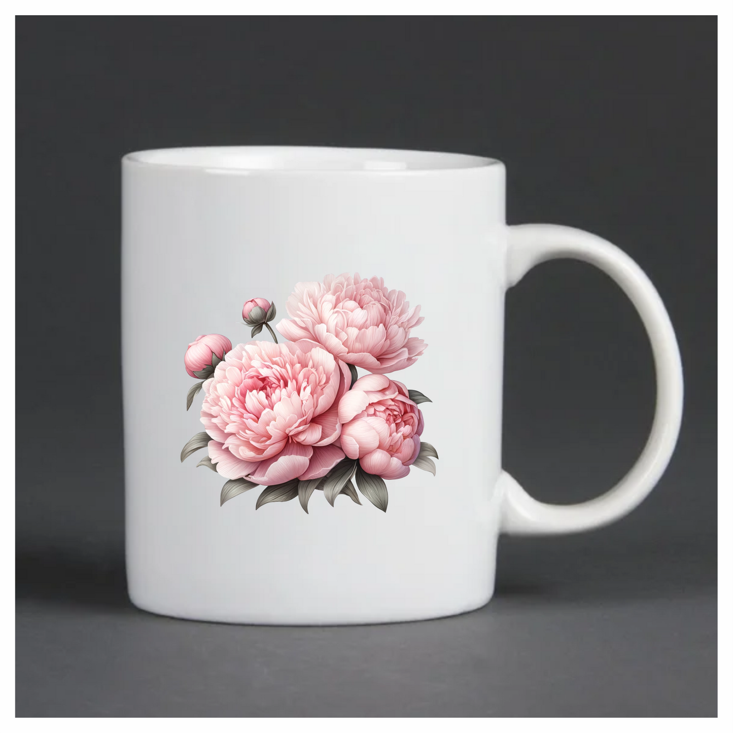 Pink Peony Flower Bouquet Leaves Vinyl Sticker Decal