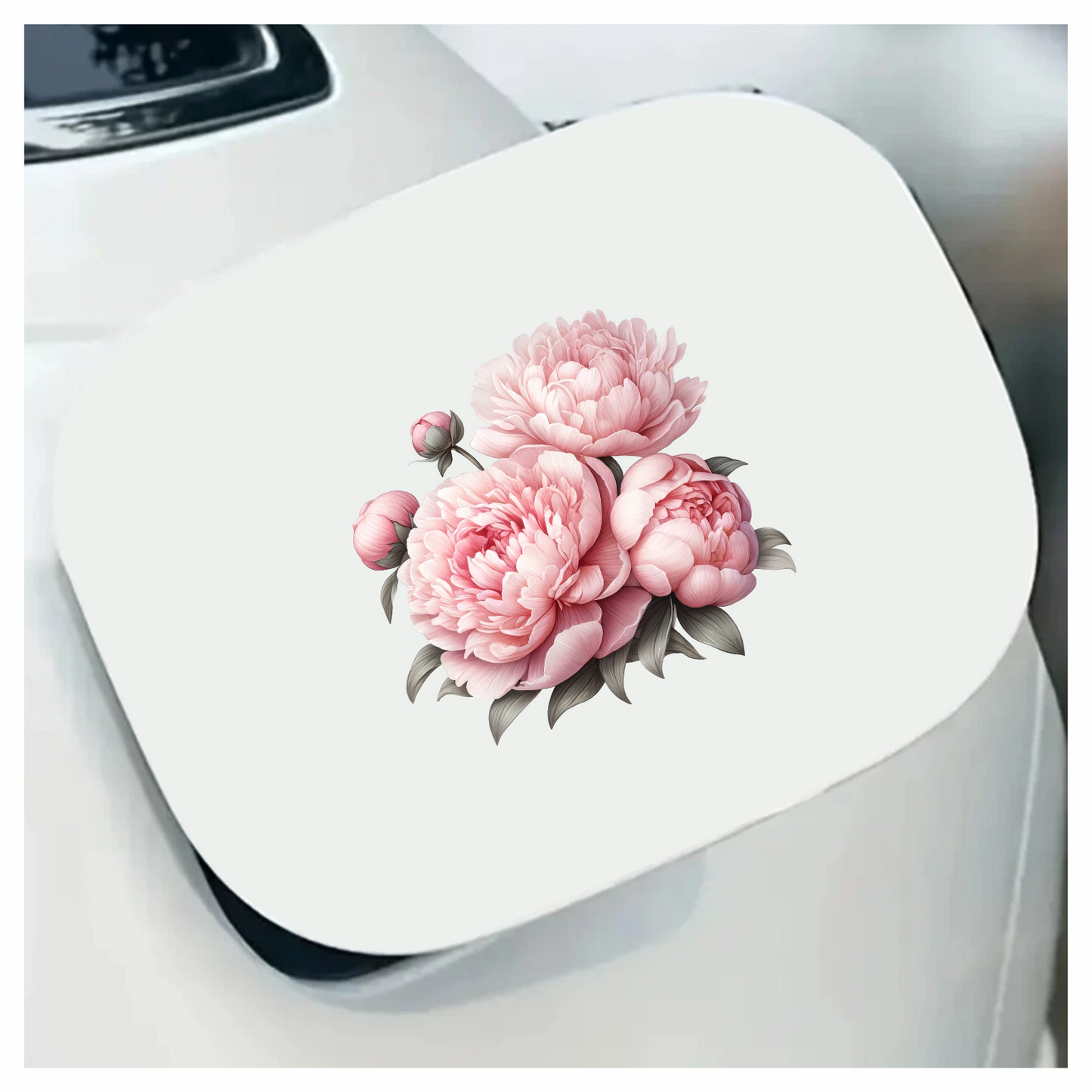 Pink Peony Flower Bouquet Leaves Vinyl Sticker Decal