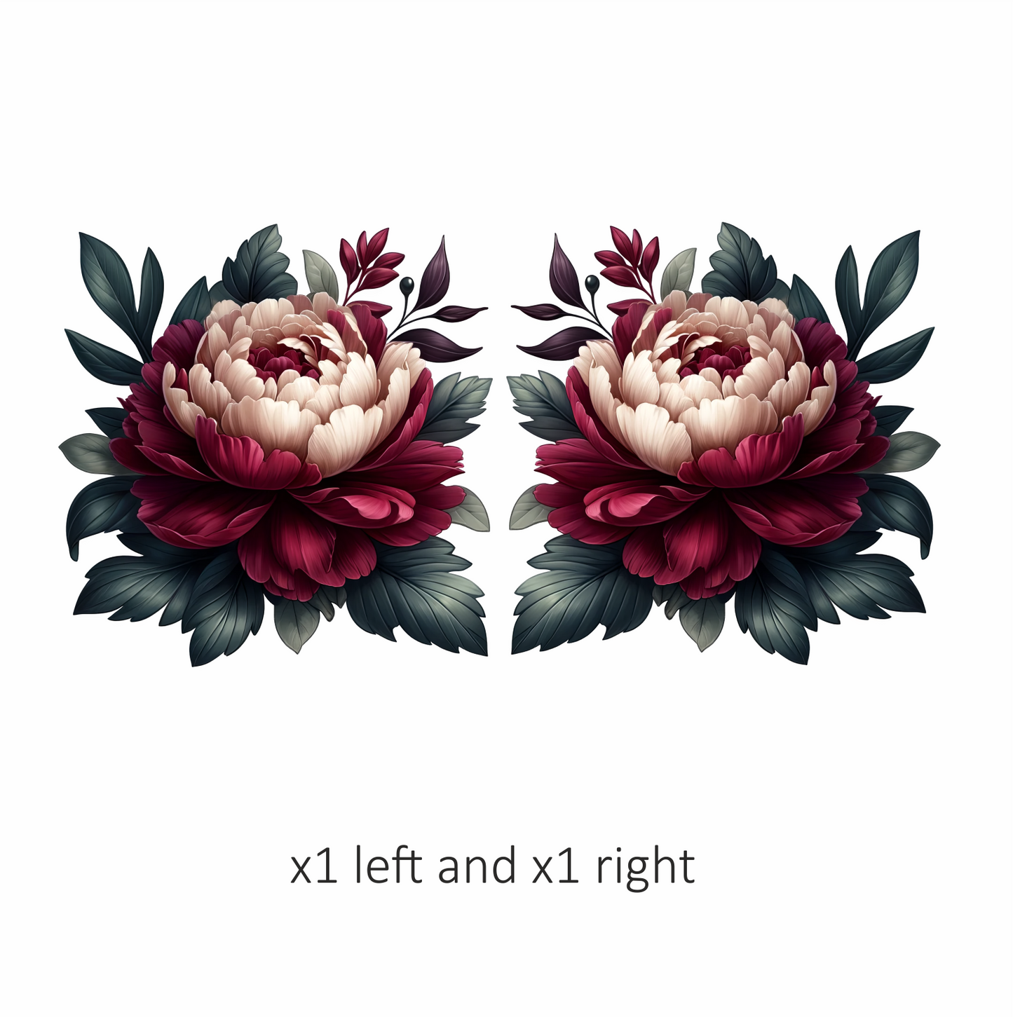 Red White Flower Green Leaves Vinyl Sticker Decal