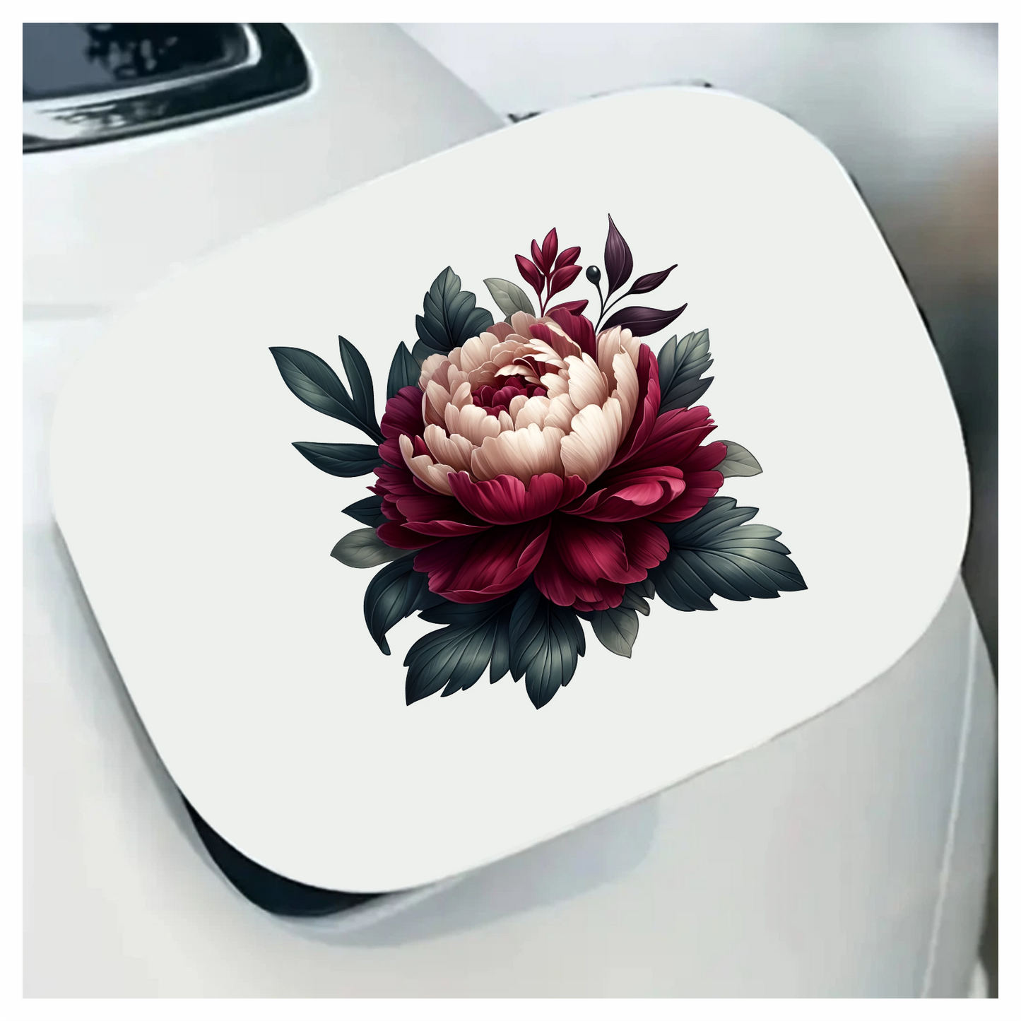 Red White Flower Green Leaves Vinyl Sticker Decal