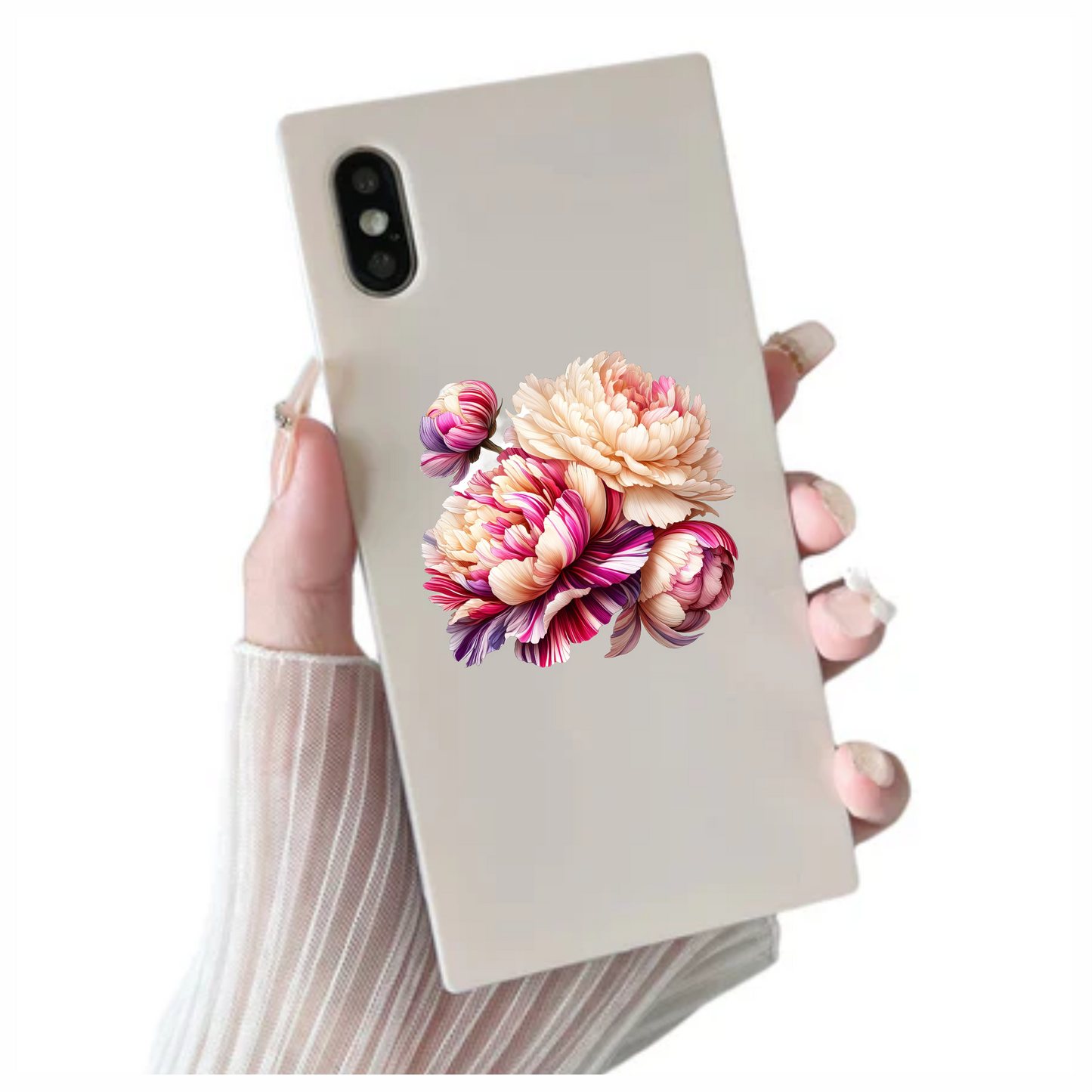 Pink White Cream Flowers Blossom Bloom Vinyl Sticker Decal