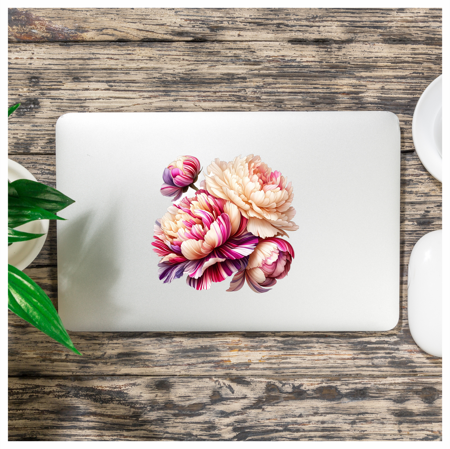 Pink White Cream Flowers Blossom Bloom Vinyl Sticker Decal