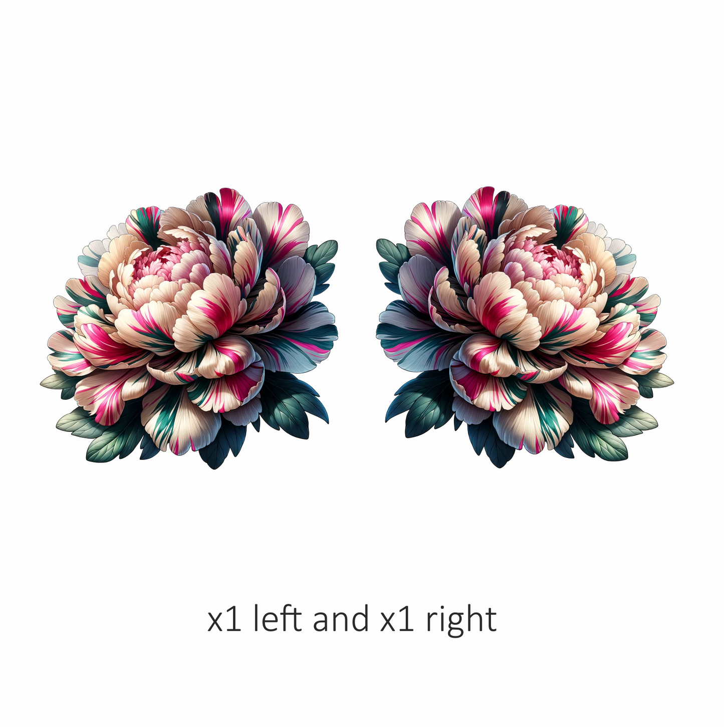 Flower Pink White Green Leaves Bloom Vinyl Sticker Decal