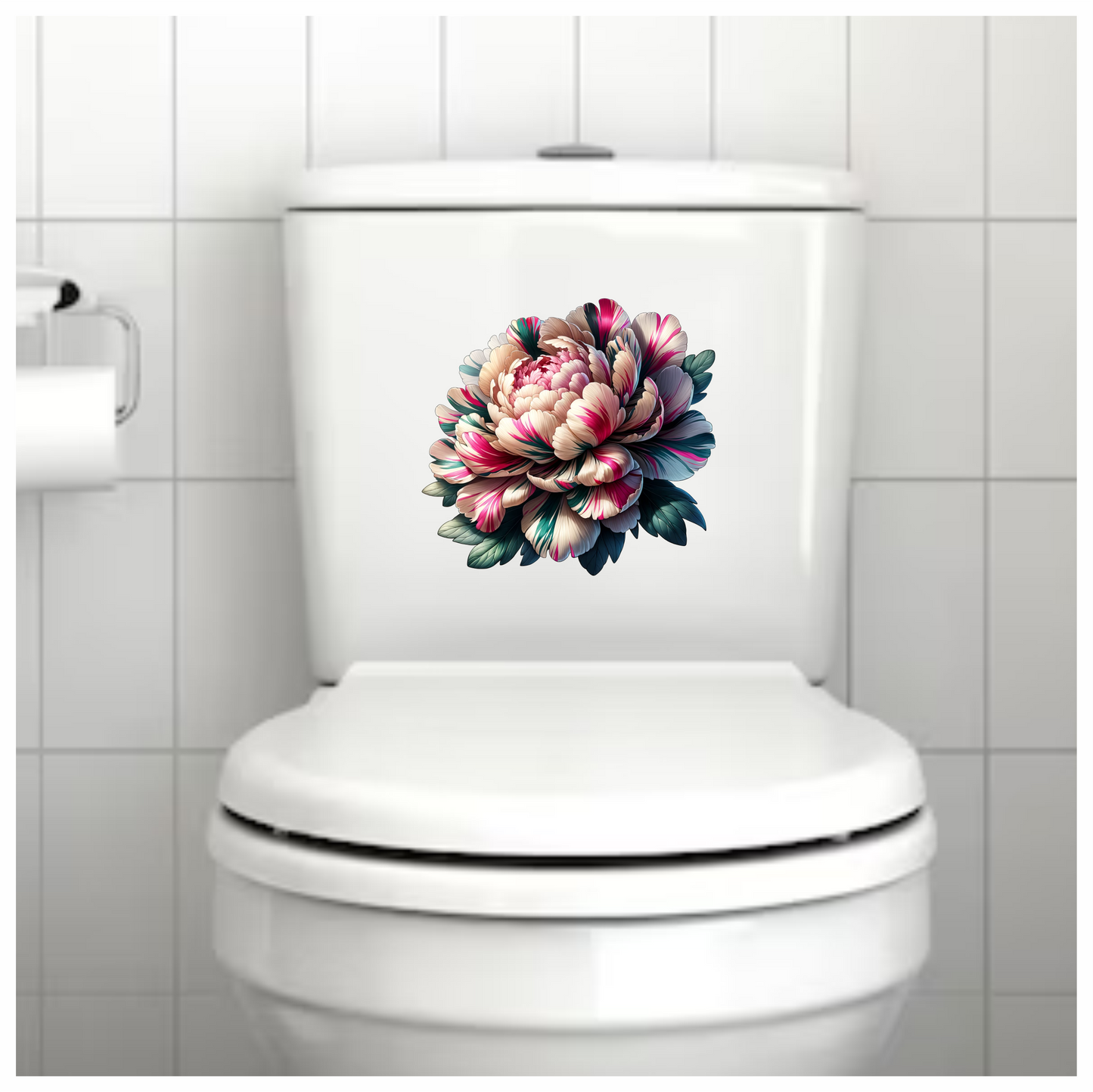 Flower Pink White Green Leaves Bloom Vinyl Sticker Decal