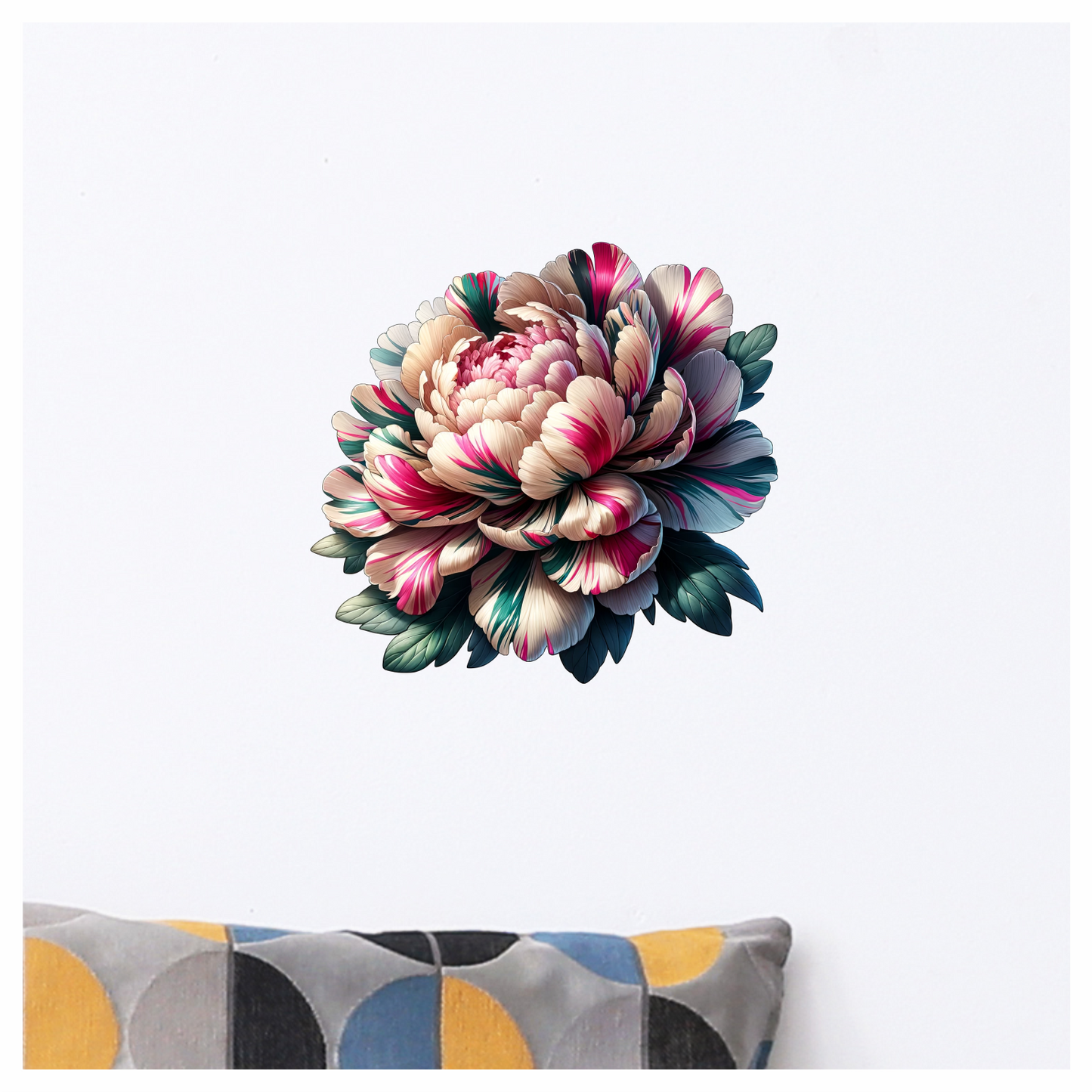 Flower Pink White Green Leaves Bloom Vinyl Sticker Decal