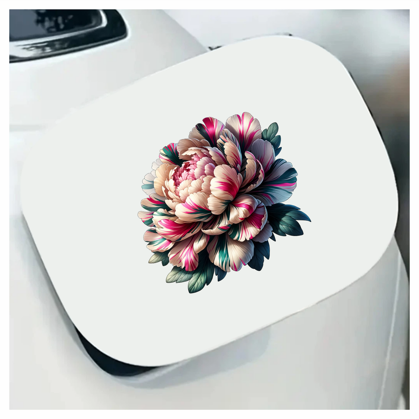 Flower Pink White Green Leaves Bloom Vinyl Sticker Decal