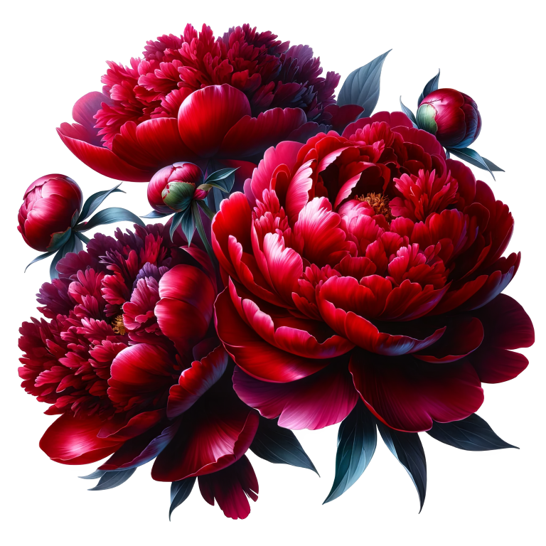 Red Flowers Blooming Green Leaves Vinyl Sticker Decal