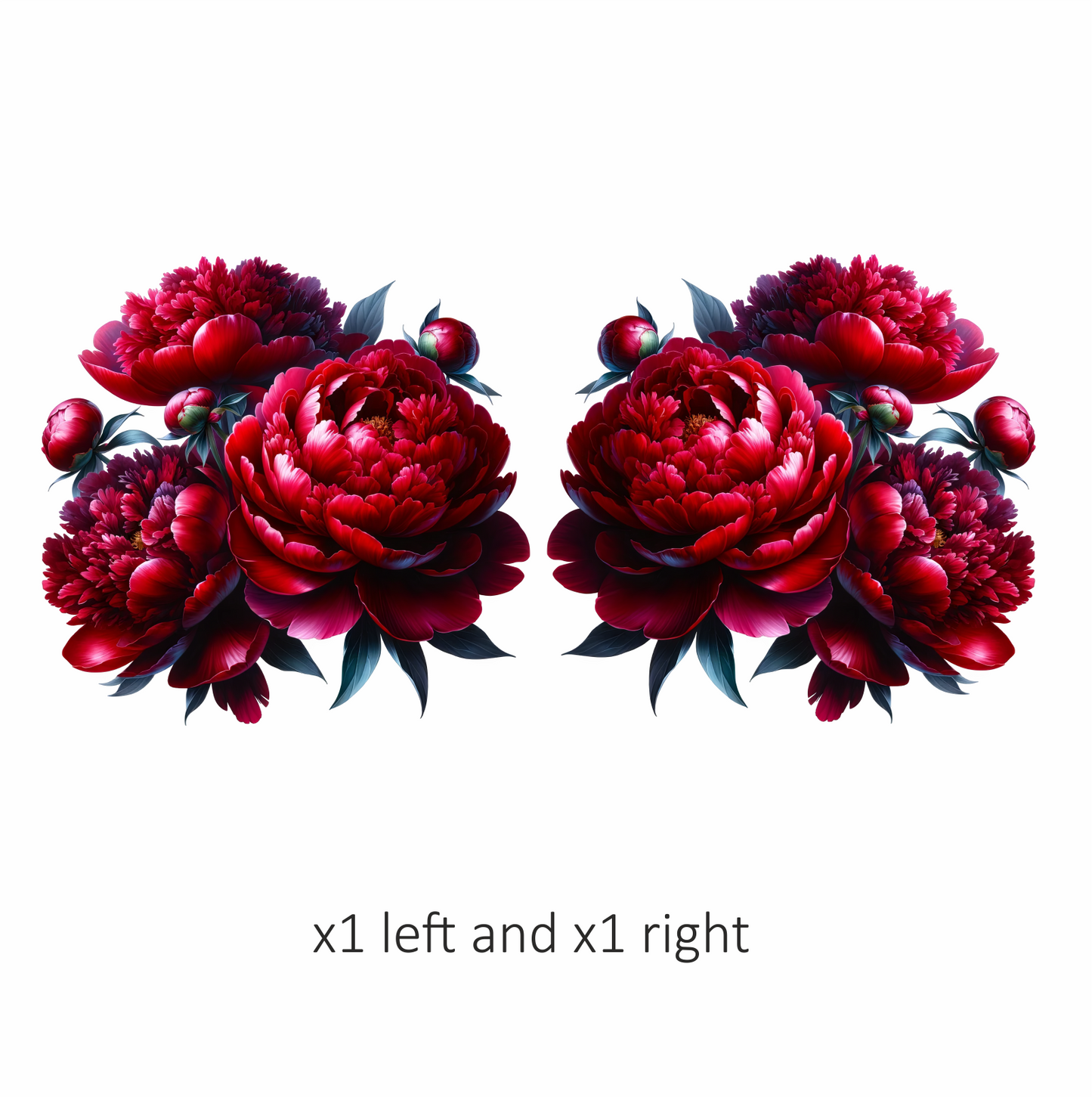 Red Flowers Blooming Green Leaves Vinyl Sticker Decal