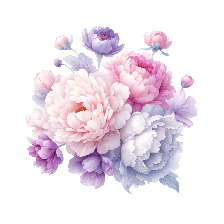 Pink White Purple Flower Bouquet Vinyl Sticker Decal