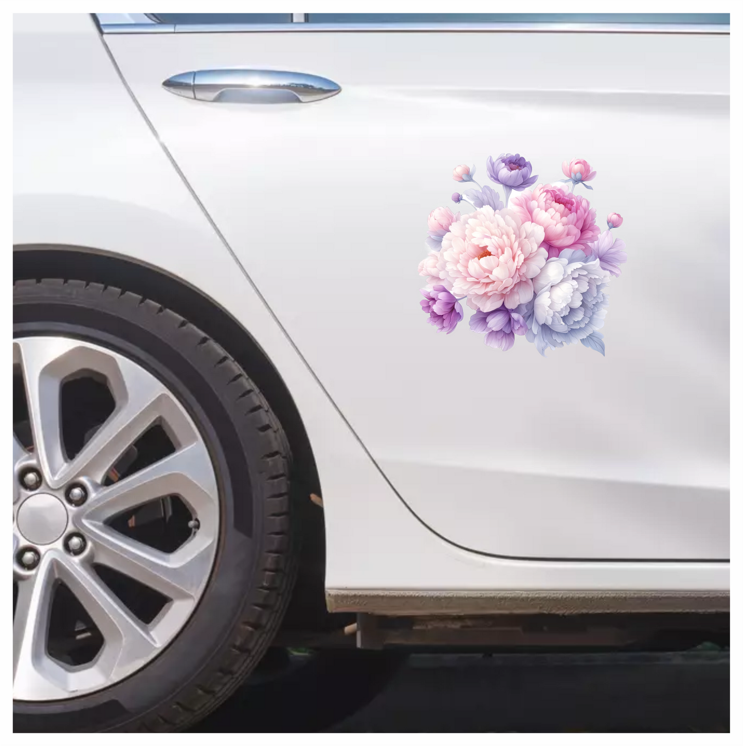 Pink White Purple Flower Bouquet Vinyl Sticker Decal