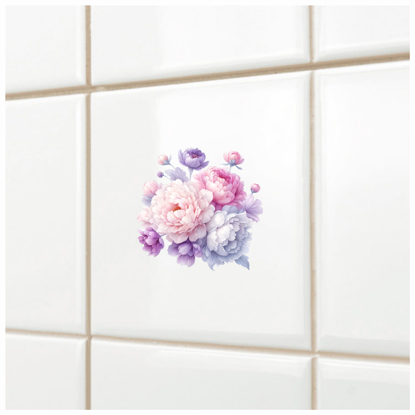 Pink White Purple Flower Bouquet Vinyl Sticker Decal