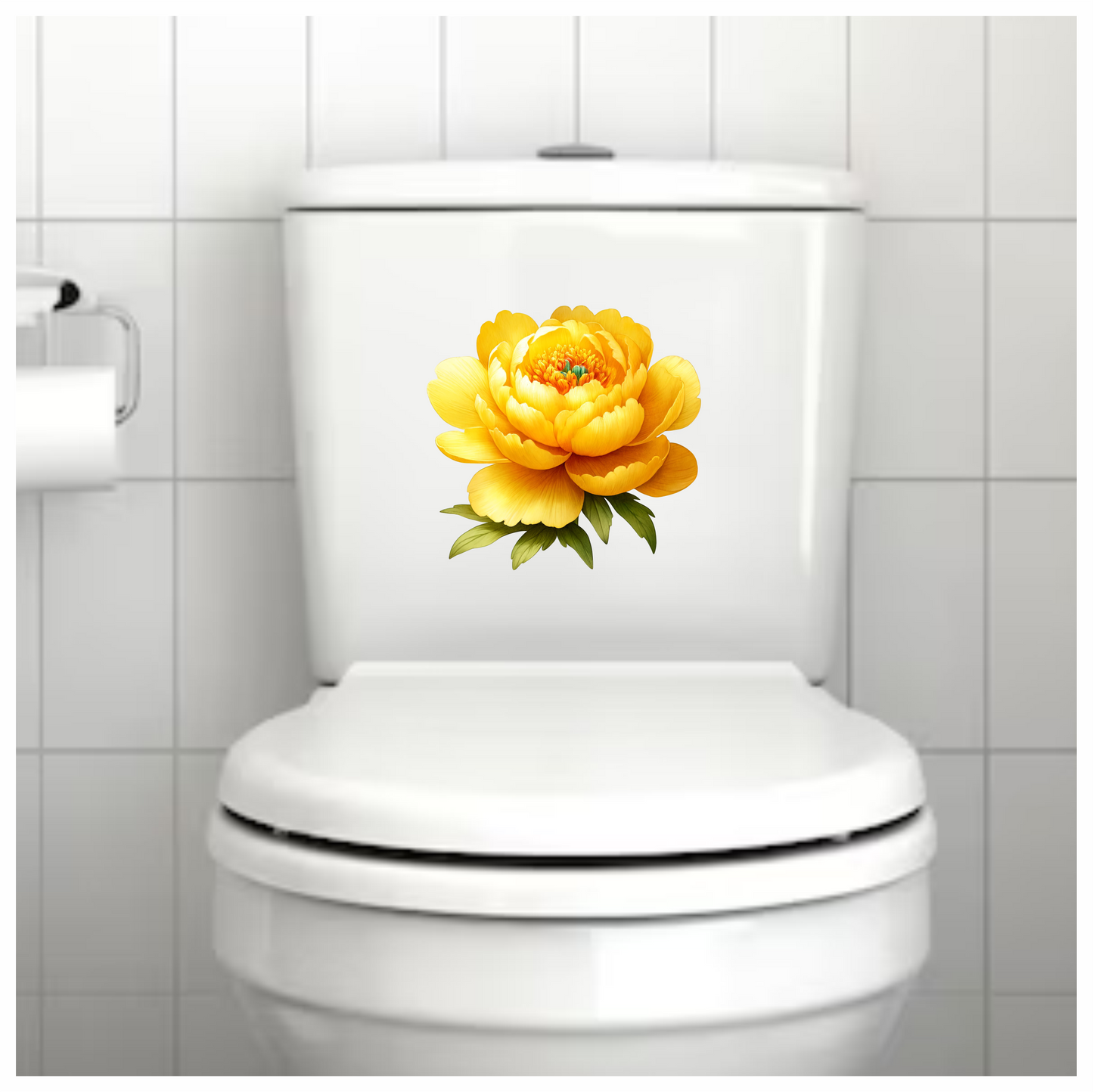 Yellow Flower Petals Bloom Green Center Vinyl Sticker Decal