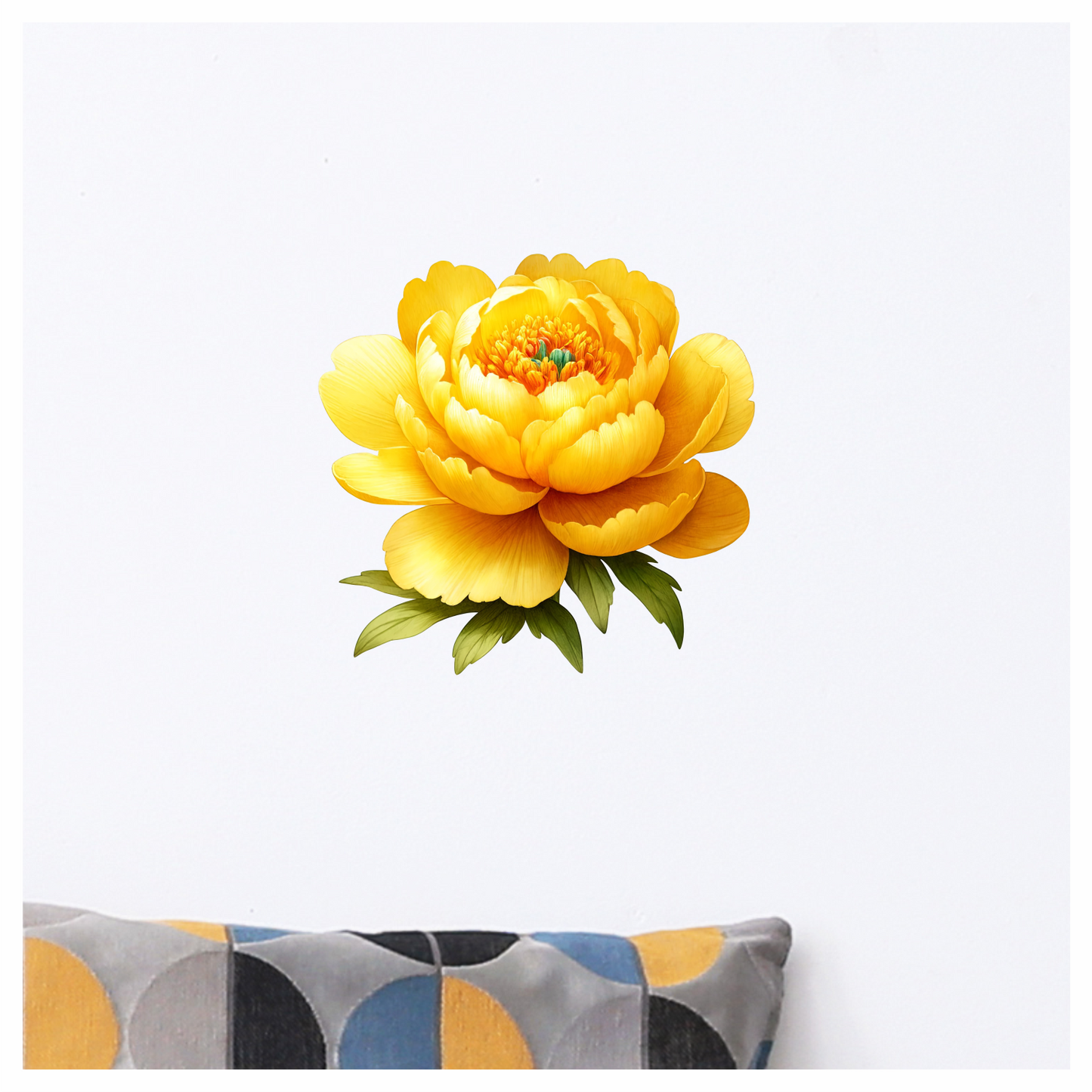 Yellow Flower Petals Bloom Green Center Vinyl Sticker Decal