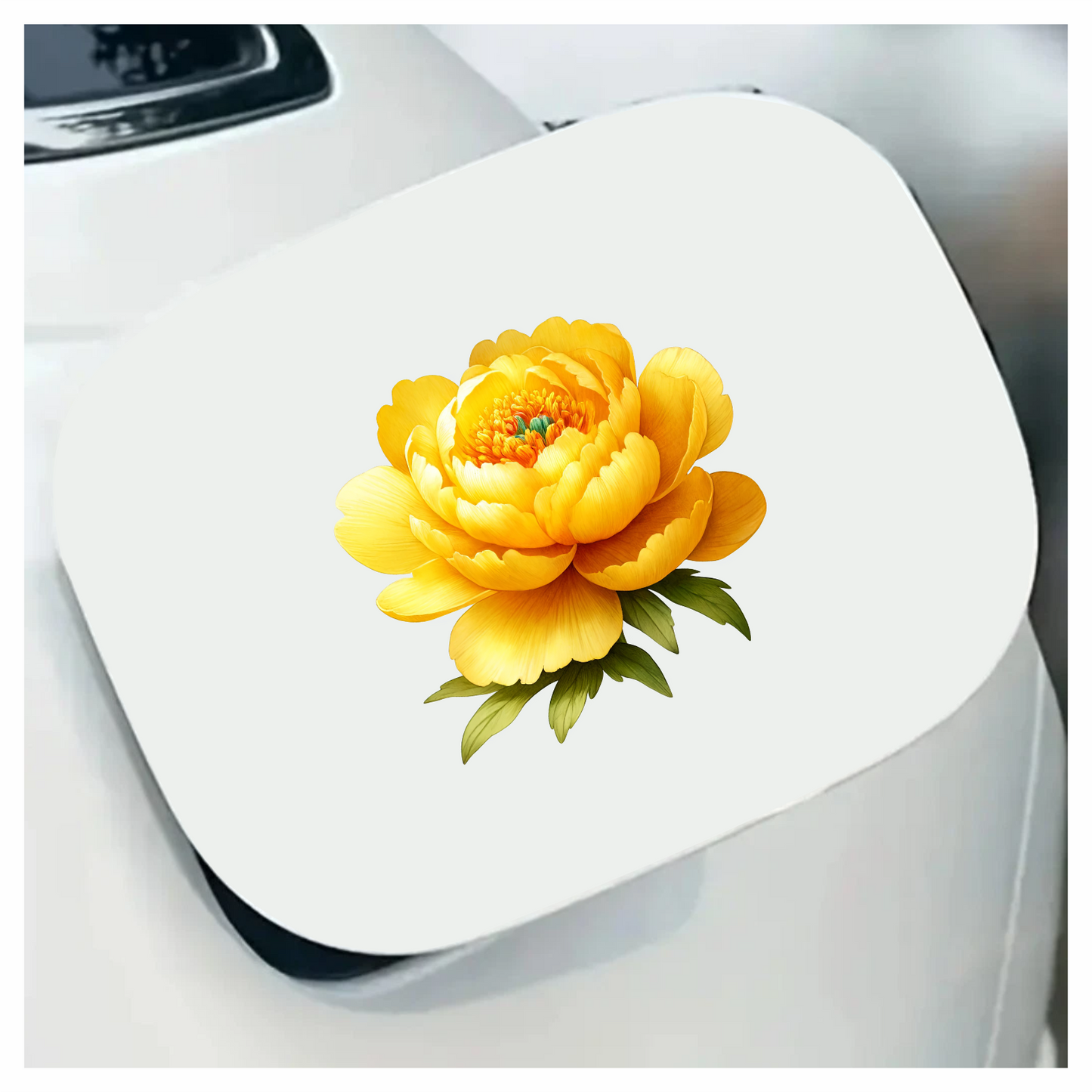Yellow Flower Petals Bloom Green Center Vinyl Sticker Decal